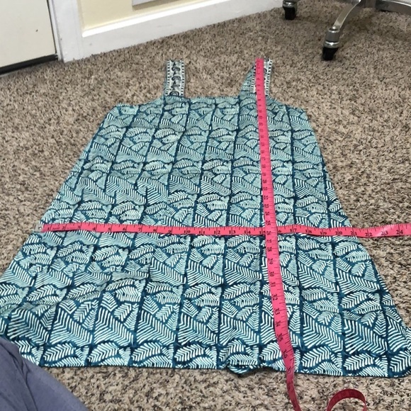 Anthropologie TINY Palms Mini Dress Size Small Teal Blue Cream Ikat - Picture 11 of 11